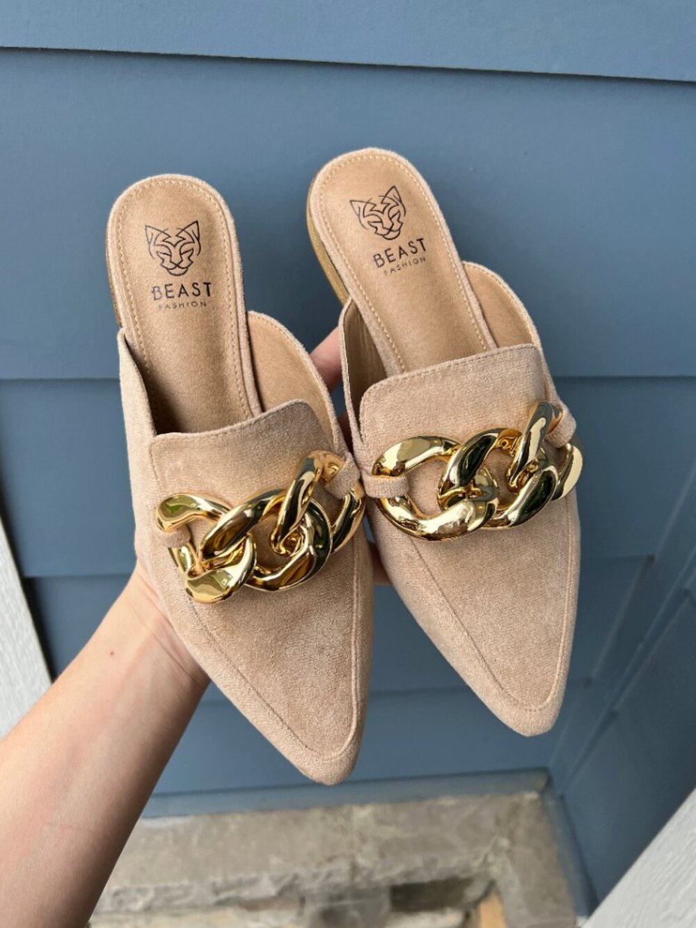 Taupe Suede Mules